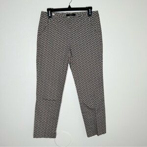 MaxMara Weekend Womens Brown White Geo Print Slim Cigarette Trouser Pants Size 6